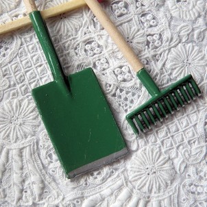 Mini ensemble d'outils de jardinage avec pelle à râteau à manche