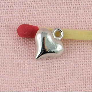 Pendentif cœur bombé, breloque coeur, bijou poupée, 0,9 cm
