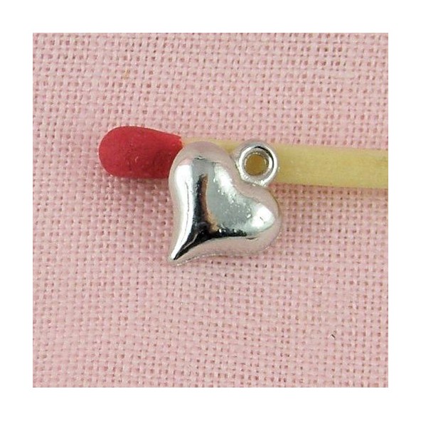 Pendentif cœur bombé, bijou poupée, 0,9 cm