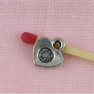 Heart pendant charm engraved 1 cm,10 mm, 