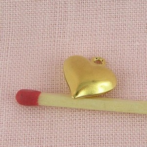 Pendentif cœur bombé, bijou poupée, 0,9 cm