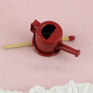 Miniature Metal red enemaled can watering 23 mms hight