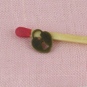 Breloque Cadenas coeur miniature pendentif poupée 8 mm