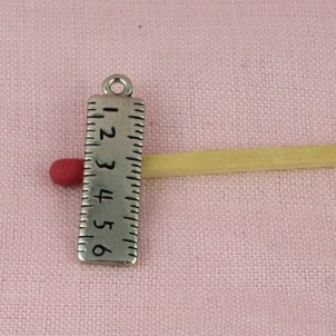 metal ruler pendant, charm 24 mms