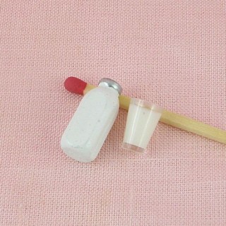 Bouteile lait miniature maison poupée 25 mm