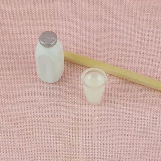 Quart milk with glass doll house miniature,
