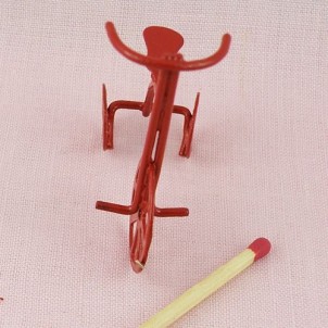 Tricycle miniature for doll, red metal, 45 mms.