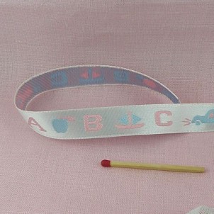 Baby A B C Weaved ribbon, car, boat 1,5 cms, 15 mms