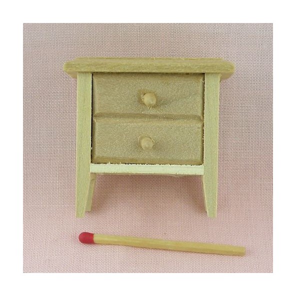 Table de nuit miniature maison poupée, chevet miniature bois brut .