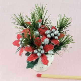 Poinsettia décoration Noël miniature maison poupée