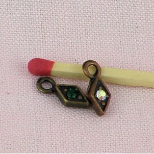 Breloque miniature poupée Losange strass