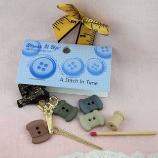 Sewing room buttons, ribbon Dress it up