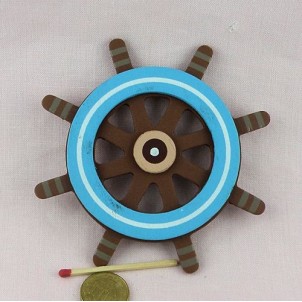 Wooden painted pirate captain wheel, 10,5 cms
