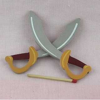 Wooden painted pirate swords 9 cms