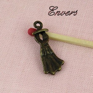 Flared party dress pendant charm 25 mms.