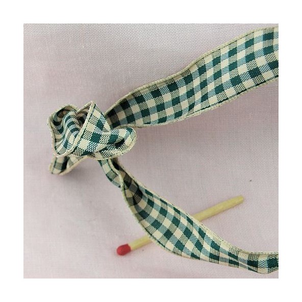 Check taffeta ribbon, wired edges, 23 mm