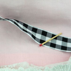 Check taffeta ribbon, vintage, 3 cms