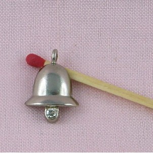 Cloche strass clochette plate breloque bijoux 2 cm.