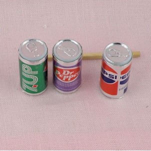 3 doll soda can miniature for doll house, 2 cm