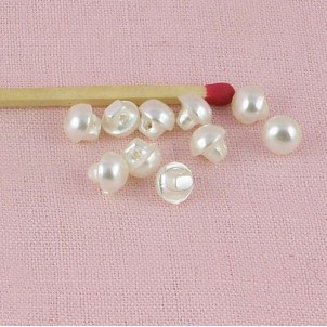 Boutons perle nacrée boule à pied 6 mm.