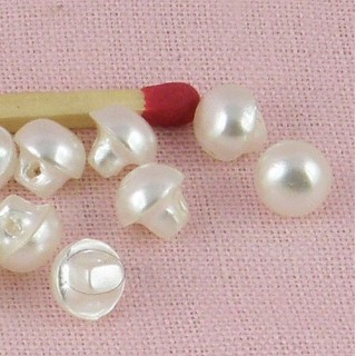 Boutons perle nacrée boule à pied 6 mm.