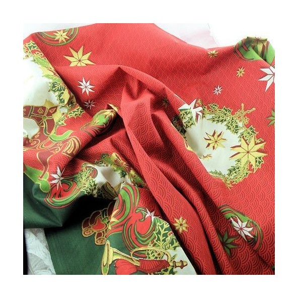Coupon of Christmas cotton fabric printed in Alsace