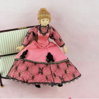 Miniature Victoirian lady  doll 1/12, articuled dollhouse 