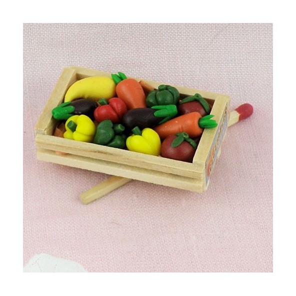  Vegetable wood crate miniatures for doll and dollhouse