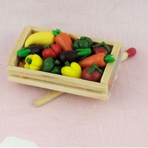  Vegetable wood crate miniatures for doll and dollhouse