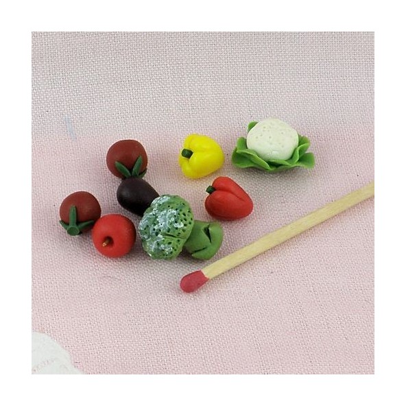 Cabbage, pepper eggplant vegetables miniatures for doll, 1 cm.