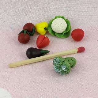 Cabbage, pepper eggplant vegetables miniatures for doll, 1 cm.
