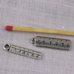 metal ruler pendant, charm 24 mms