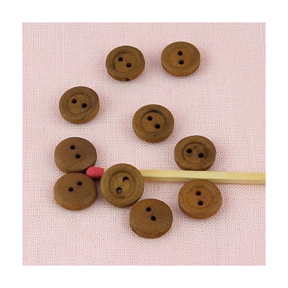 Small Wooden edged  buttons, button in wood 10 mm, 1 cm.