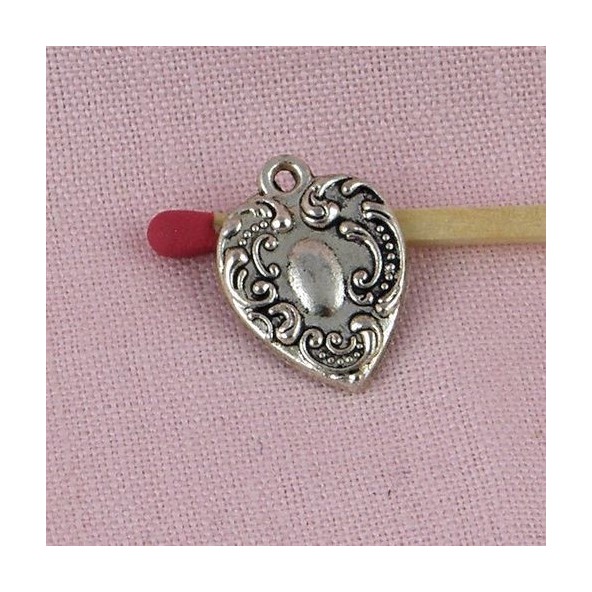 Heart tiny, small pendant, charm , doll jewel heart, 11 mms