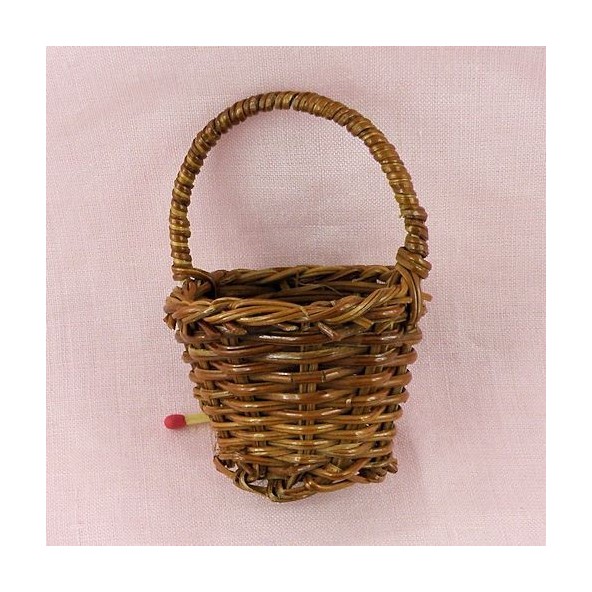 Fern round basket miniature doll decoration 5 cms, 2" 