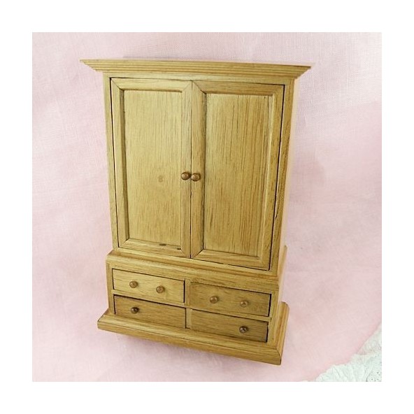 Oak wardrobe with drawers, doll house bedroom furnitures