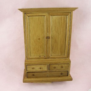 Oak wardrobe with drawers, doll house bedroom furnitures