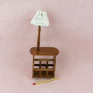 Miniature wooden magazine rack lamp  decoration doll's house..