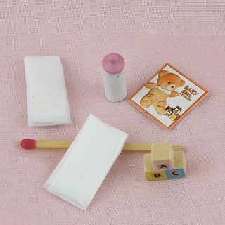 Baby set accessories miniature for dollhouse