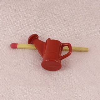 Miniature Metal red enemaled watering can 23 mms hight