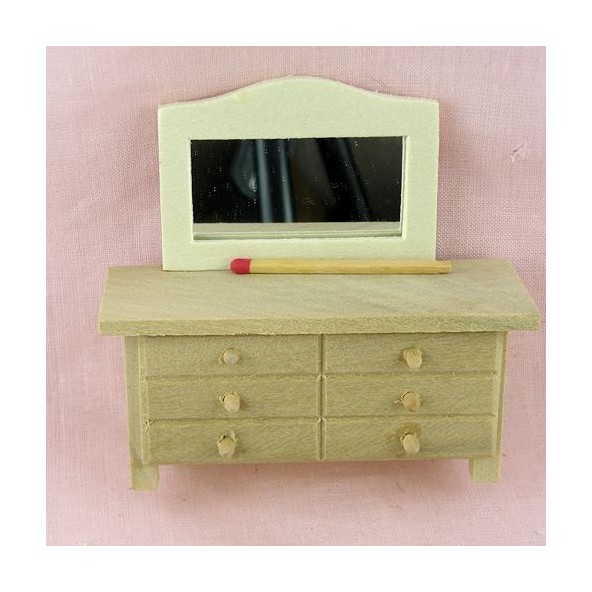 Dresser with mirror, doll house bedroom furniture