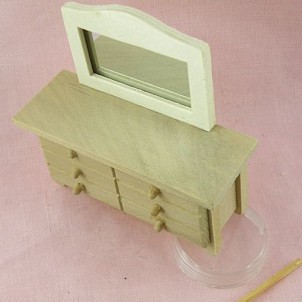 Commode Coiffeuse miniature bois brut maison poupée