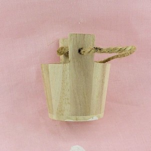 Seau baquet bois miniature poupée, 