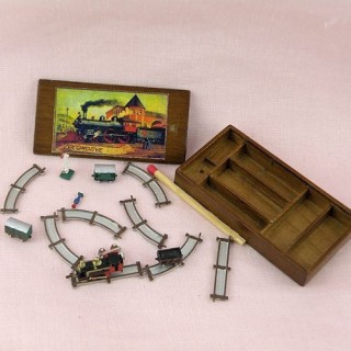 Jouet miniature maison poupée train électrique
