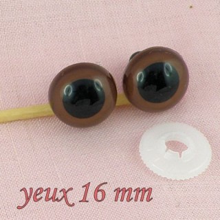 Plastic eyes, washable for bear or animal head, 16,5 mms