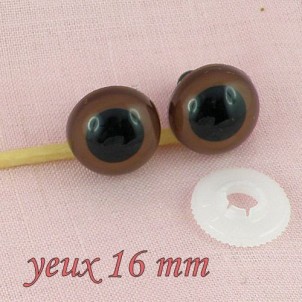 Plastic eyes, washable for bear or animal head, 16,5 mms