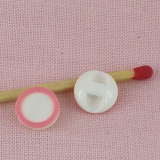 Shank flat edged button, pink circle edge 10 mms, 1 cm.