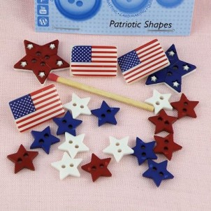 Buttons, America, flag, stars.