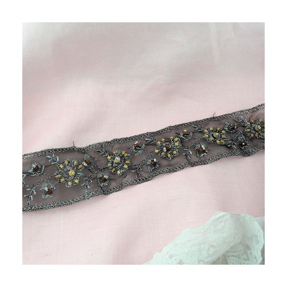 Large lace embroidered metallic thread and sequins