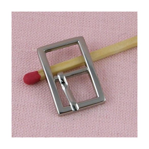 Small metal rectangular buckle miniature with a notch, 19 mms.